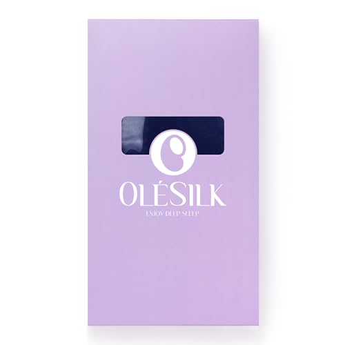 OLESILK Sleep Mask, 100% Natural Mulberry Silk Eye Mask for Women and Men with Adjustable Strap, Large in Size, Blindfold for All Night Sleep, Navy