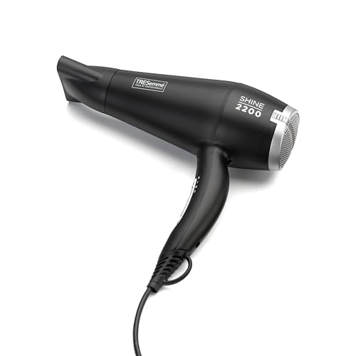 TRESemme Smooth & Shine Hair Dryer - Powerful 2200W Blow Dryer, Anti-Frizz Technology, Lightweight Fast Drying, 3 Temperature Settings, Black, 5542DU