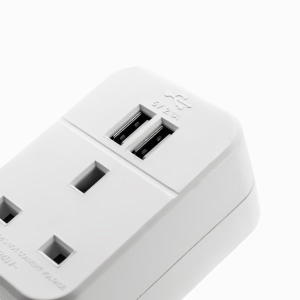 STATUS UK to EU Plug, 3 Pin to 2 Pin European 2 Port USB Travel Adaptor, White, A2USBTEURO ST-85 (Package may vary)