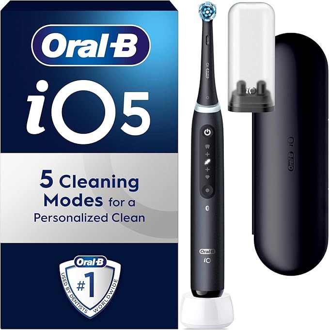 Oral-B iO5 Electric Toothbrush for Adults – Black (1 Head, Travel Case, 5 Modes)