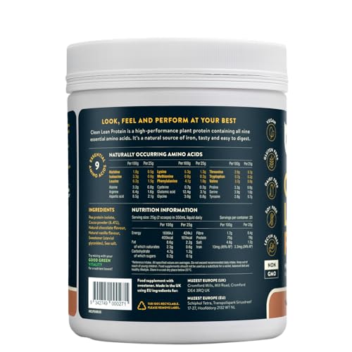 Vegan Protein Powders by Nuzest - Clean Lean Protein - Rich Chocolate - Plant Based Pea Protein Shake - Low Calorie & Low Carb - Gluten Free - Dairy Free - 500g (20 Servings)