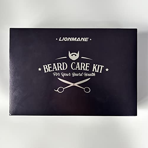 Beard Care Kit for Men, Father’s Day Gifts for Dad, LIONMANE Beard Grooming Kit-Beard Balm,Beard Wash & Oil,Comb,Brush,Scissors, Hair Thinning Comb,Anniversary Birthday Gifts for Him/Husband/Boyfriend