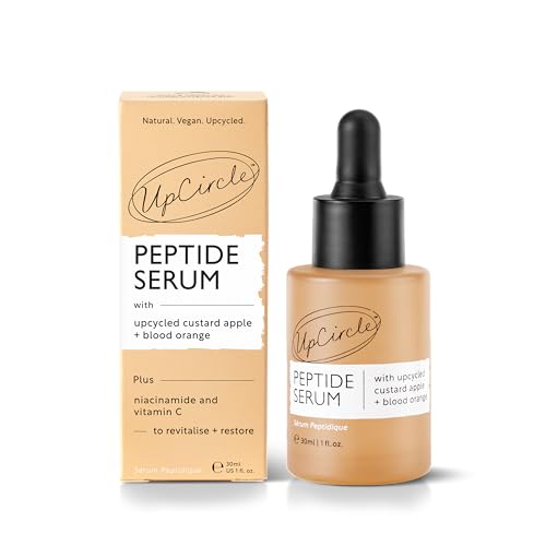 UpCircle Peptide Serum 30ml – Improves Skin Elasticity + Boosts Collagen – Custard Apple, Rich In Vitamin C + Blood Orange Brightens Skin - Vegan + Cruelty-Free