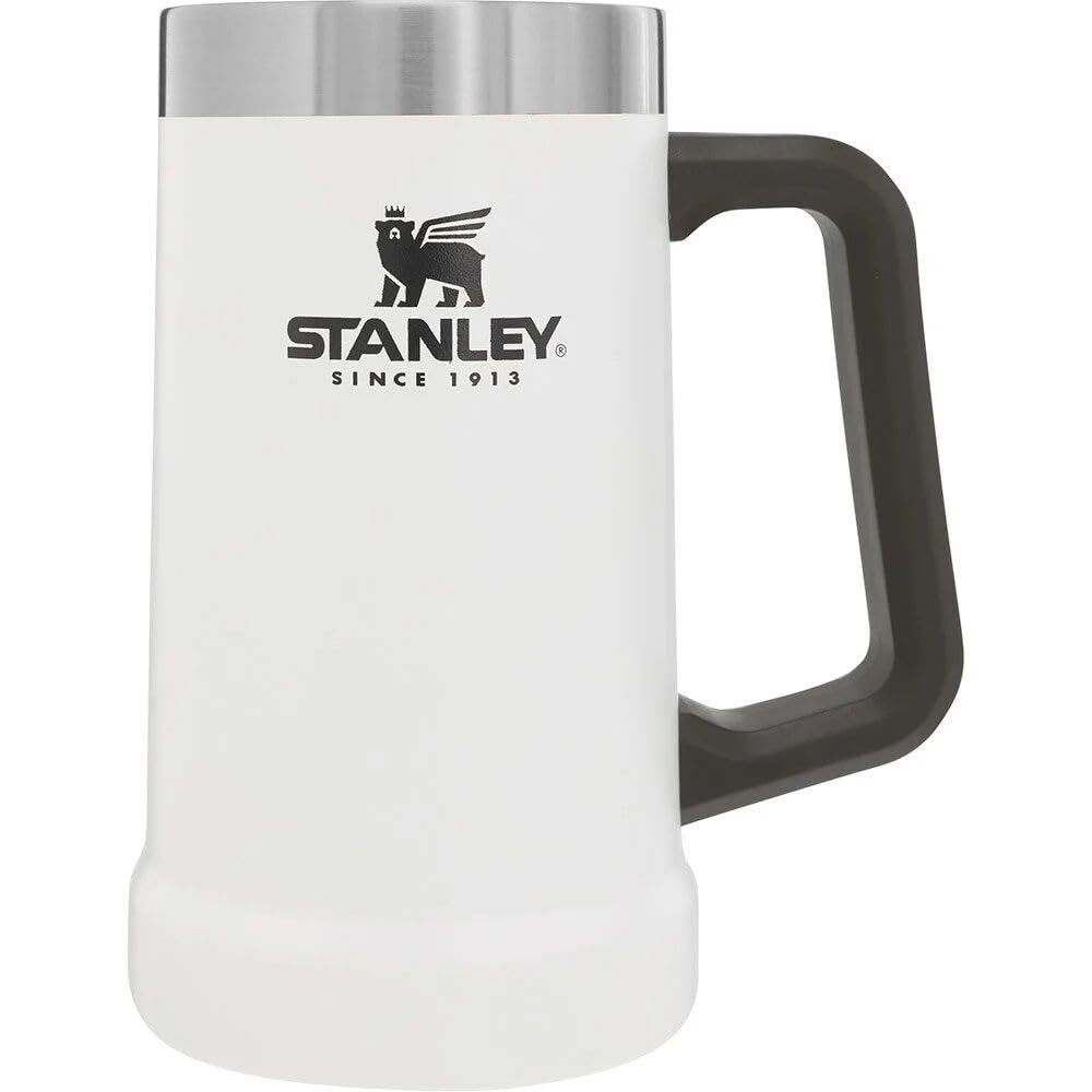 Stanley Adventure Vacuum Beer Stein 0.7L - Travel Mug Keeps Drinks Cold For 7 Hours - Stainless Steel Thermal Cup With Handle - Dishwasher Safe - Polar White