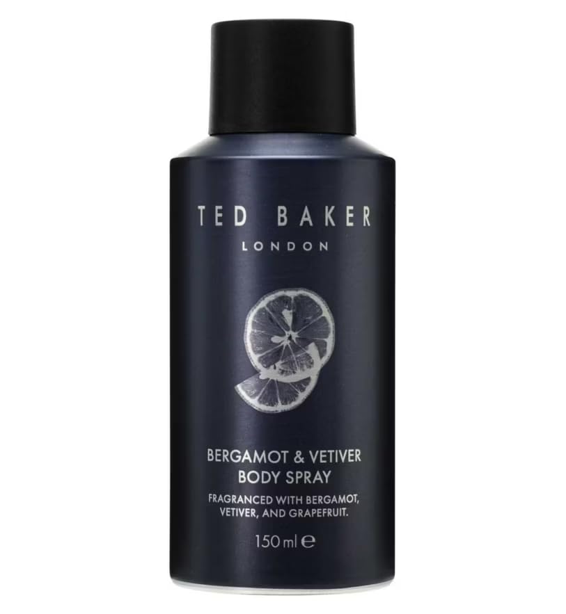 New T.Baker Men's Bergamot & Vetiver Body Care duo, 150ml Body Spray and 250ml Hair & Body Wash, Men Energising Collection