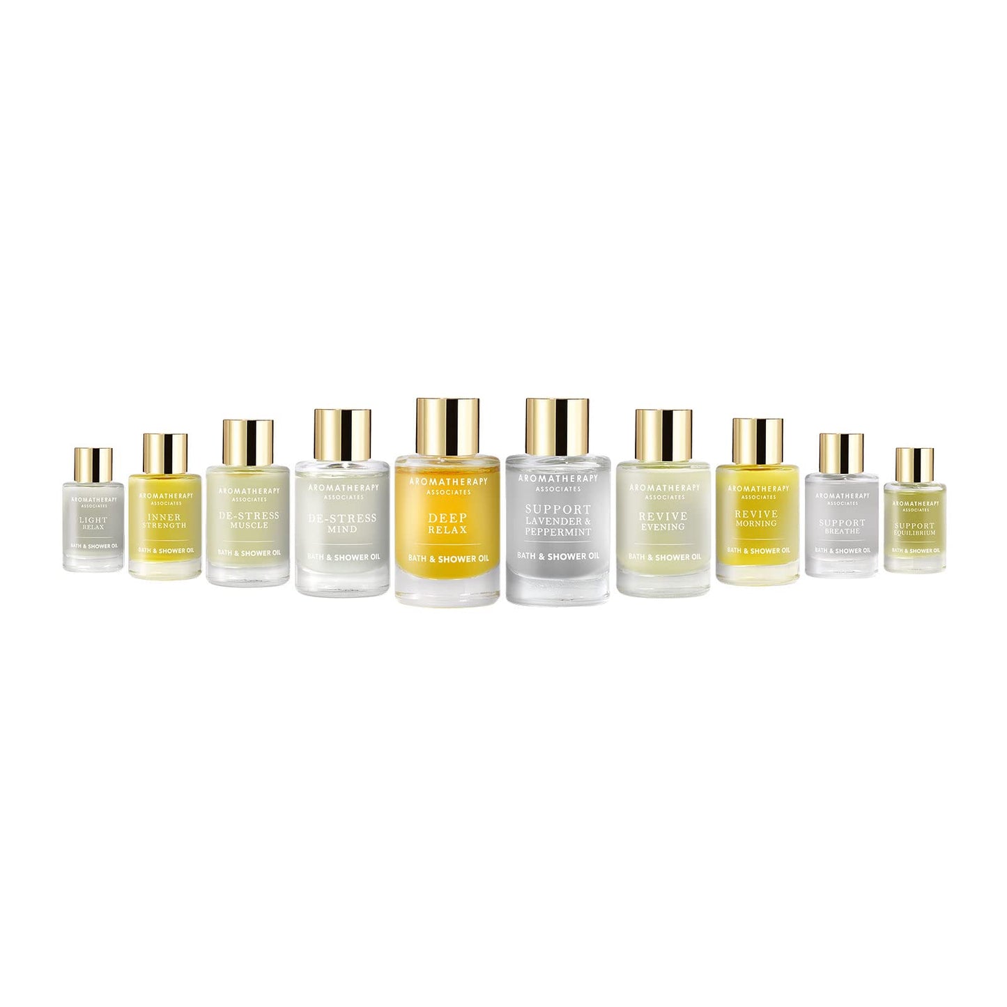 Aromatherapy Associates Ultimate Wellbeing Bath & Shower Oils Collection 10 X 9Ml - Infused with Essential Oils, The Purest, Ethically Viable, Natural, Raw Ingredients