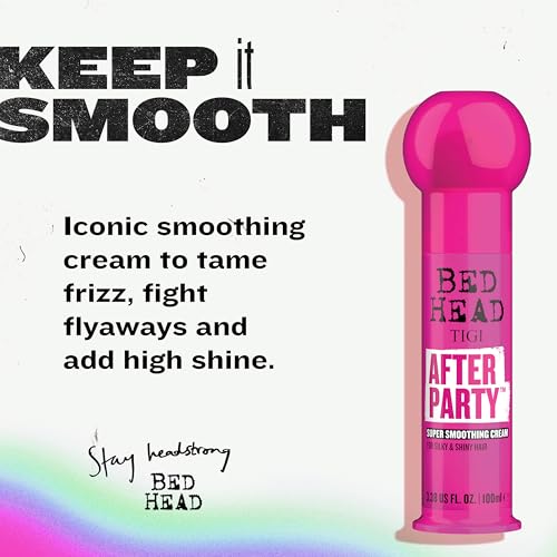 Bed Head by TIGI After Party Super Smoothing Cream – Anti Frizz hair styling product with humidity protection for frizzy, dull or coarse hair, 100ml