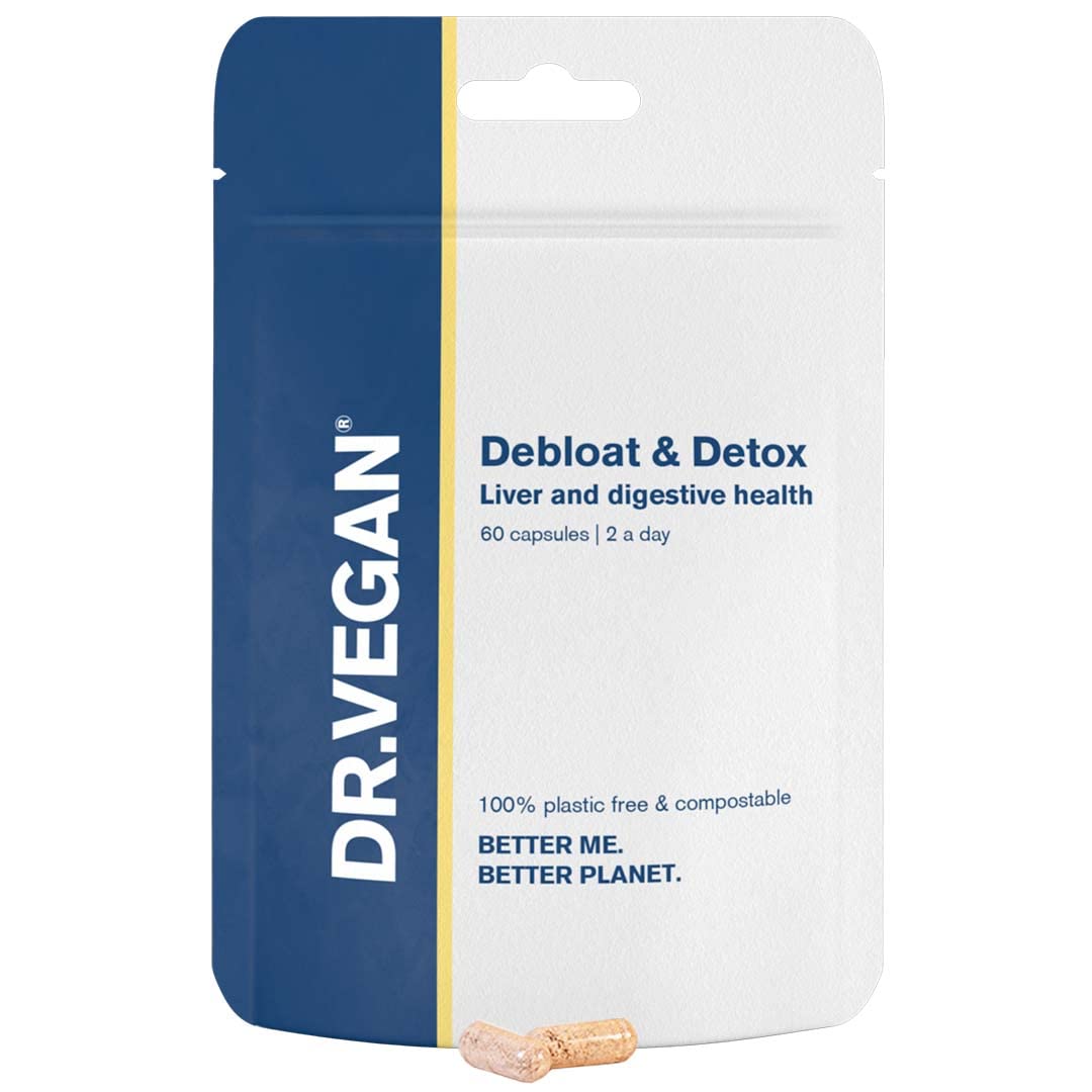 Debloat & Detox | Liver and Digestion Health | Vitamins & Supplements | 60 Vegan Capsules |Two-A-Day | DR.VEGAN