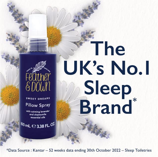 Feather & Down Sleeping Bag Gift Set (luxury eye mask, sleep balm, pillow spray and shower cream) - with calming lavender & chamomile essential oils. Vegan Friendly & Cruelty Free.