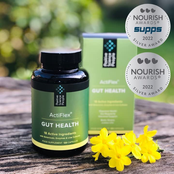 Gut Health Capsules, Superior 4-in-1 Blend of Probiotics, Prebiotics, Digestive Enzymes & Soothing Herbs to Restore Your Gut, 18 Essential Nutrients & Bio Cultures, 120 Capsules, 30 Day Supply, Vegan