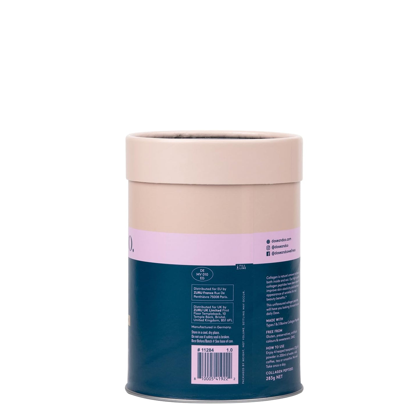 Dose & Co Pure Collagen Peptides, Unflavoured - 283g Powder Supplement