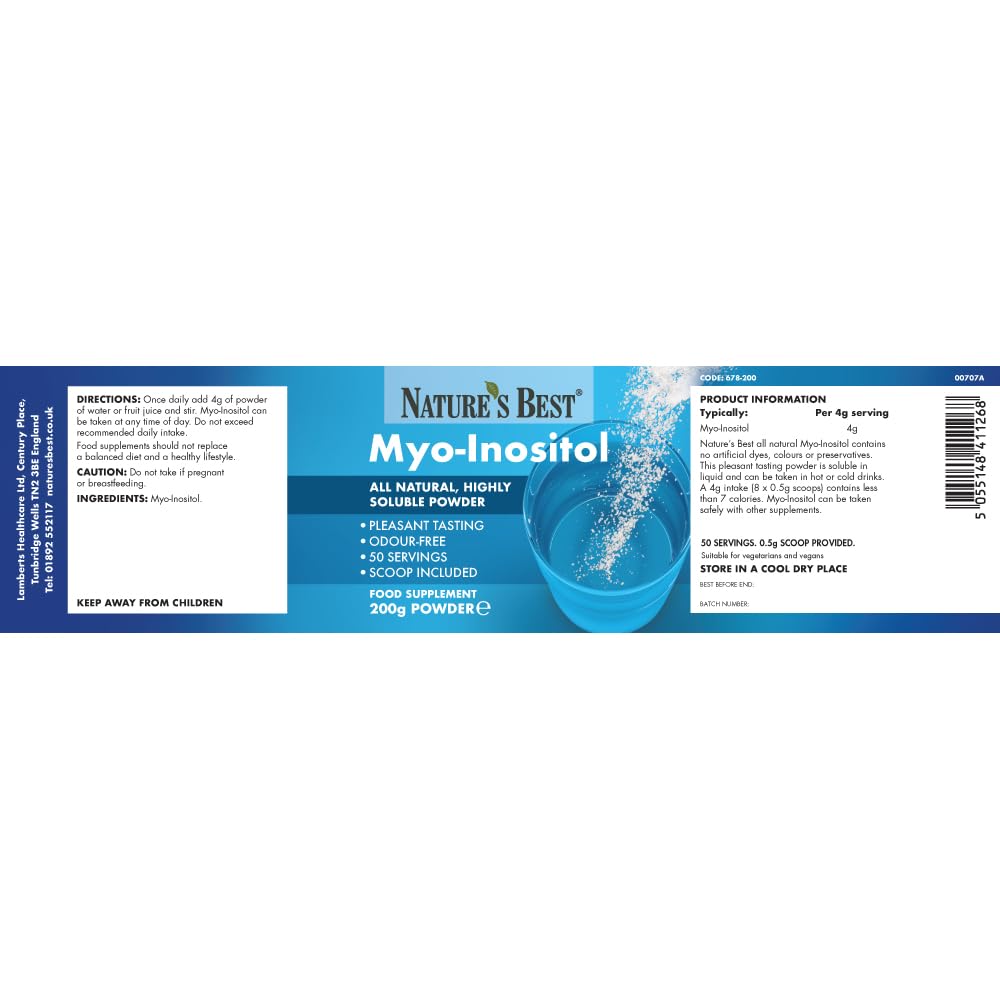 Myo-Inositol 200g Powder, Elevate Your Energy. | Suitable for Women with PCOS | Fast Absorbing | 50 Servings | Delicious & Easy to Mix | 4g-a-Day for Hormonal Balance & Wellbeing!