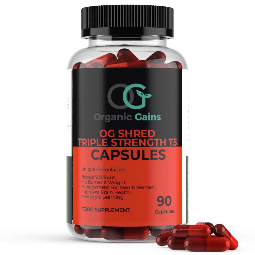 OG Shred Triple Strength T5 Capsules, Boosting Workout, Fat Burner and Weight Management for Women and Men, UK Healthcare Practitioner's Approved Formulation