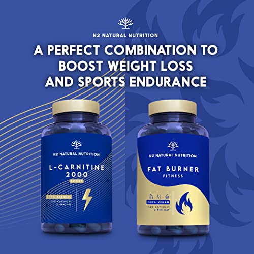 Natural L CARNITINE 2000mg 150 Capsules 75 Days (only 2 Capsules per Day) High Concentration Improves Sports Performance. Weight Loss, Energy Resistance. CE Manufactured. N2 Natural Nutrition