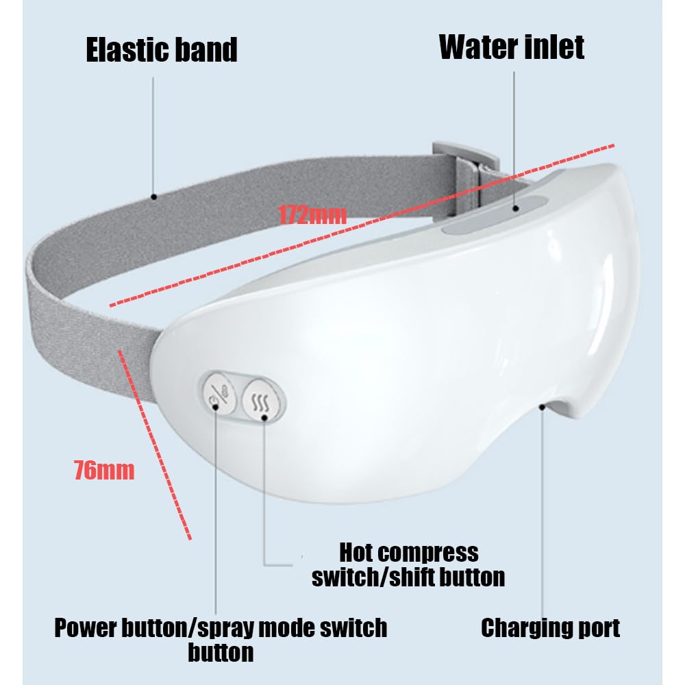 Qurevia Eye Steamer, Qurevia- Steam Therapy Mask, 2 Levels Adjustable Smart Hot & Cold Steam Eye Mask, Rechargeable Eye Care Device, Relax Eye Relief Tired Eyes, Relieve Dryness in 5 Minutes (1pcs)