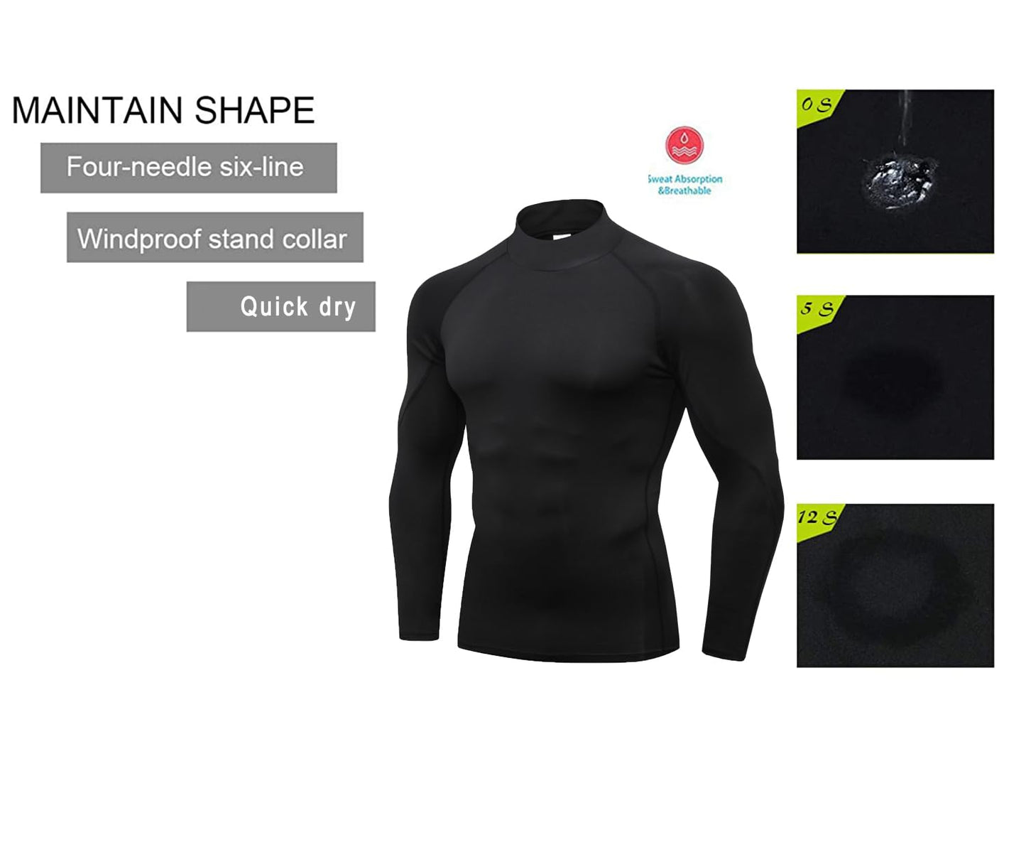 3 Pack Long Sleeve Running Tops Mens,Base Layers Compression Top T-Shirts,Quick Dry Wicking Gym Athletic Training Workout Tee Shirts