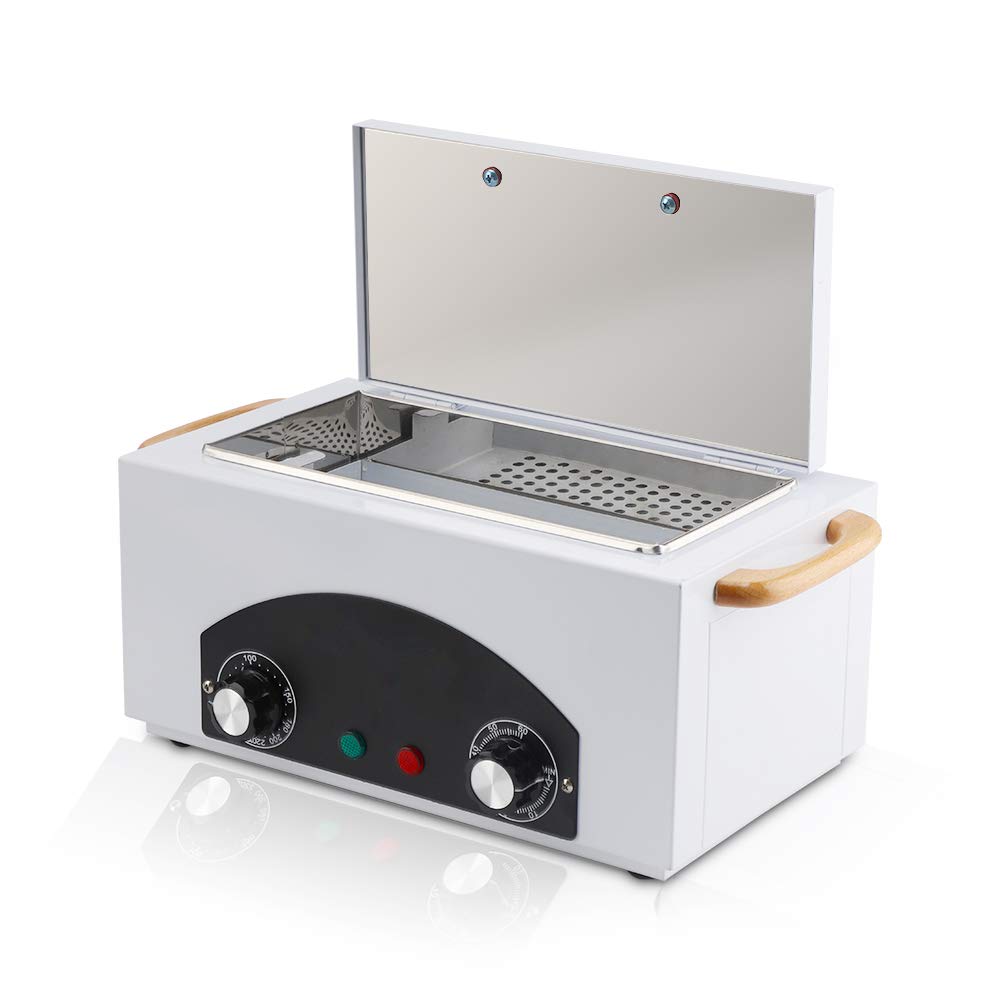 High Temperature Metal Tool Cleaning Box Dry Heat Sterilizer with Timer Manicure Pedicure SPA Salon Barber Equipment for Dentist Clinic Lab Sundry Beauty Hair Cut Nail Metal Tools(UK Plug)