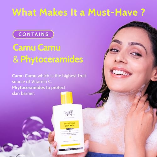 Chemist at Play Brightening Body Wash | Glowing Skin Vitamin C Bodywash | Helps to Reduce Fades Dark Spots, Evens out Skin Tone | Alpha Arbutin | 30X Vitamin C with Camu Camu | For Women & Men | 236ml