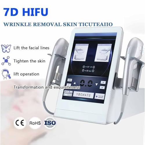 Smart HIFU Beauty Device with 7 Exchangeable Tips,Face Lifting Body Shape Treatment Machine,Collagen Booster,Targets Jawline,Wrinkles Cellulite,Home & Salon Use