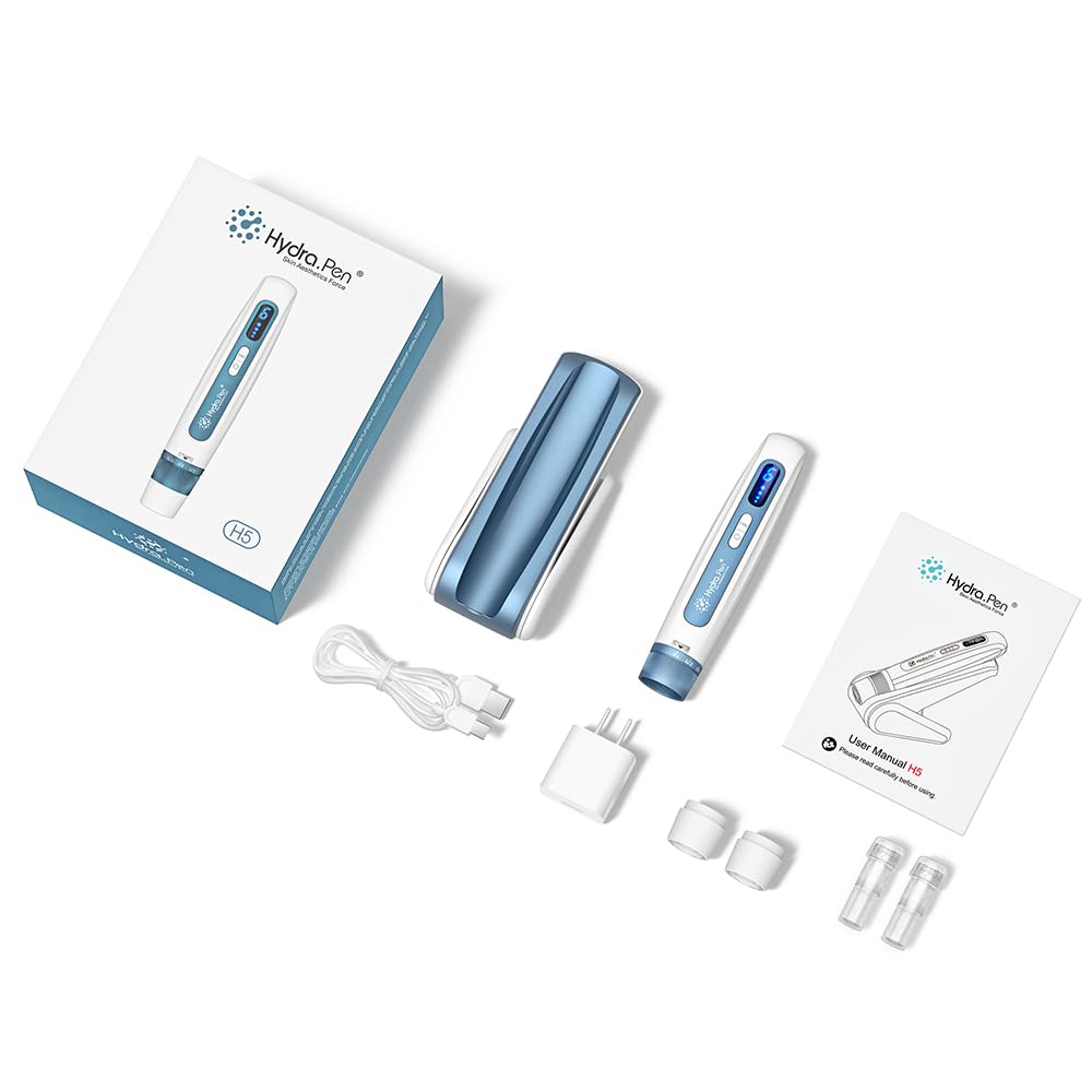 Hydra Pen H5 Microneedling Kit, Wireless Serum Applicator with EMS Microcurrent & LED Display, Skin Care Device for Wrinkle Reduction & Acne Scar Treatment, 12 Replacement Cartridges,Without Serum