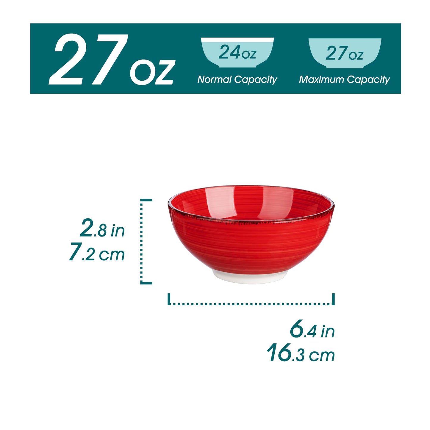 vancasso Bonita Cereal Bowls Set of 6, 27 Oz Ceramic Soup Bowls, Serving Bowls for Salad, Noodle, Porridge, Rice, Dishwasher & Microwave Safe, Warm Color