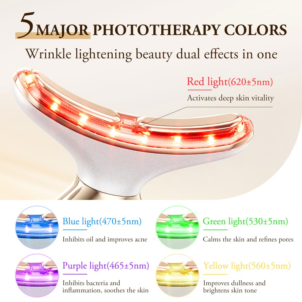 24K Gold Face Massager Lifting Device,ANLAN Face Sculpting Device with 5 Light Therapy,Facial Massager Electric Anti Aging 4 Modes 42±3°C for Neck, Jaw, Cheek,EMS Lymphatic Drainage Massager Face