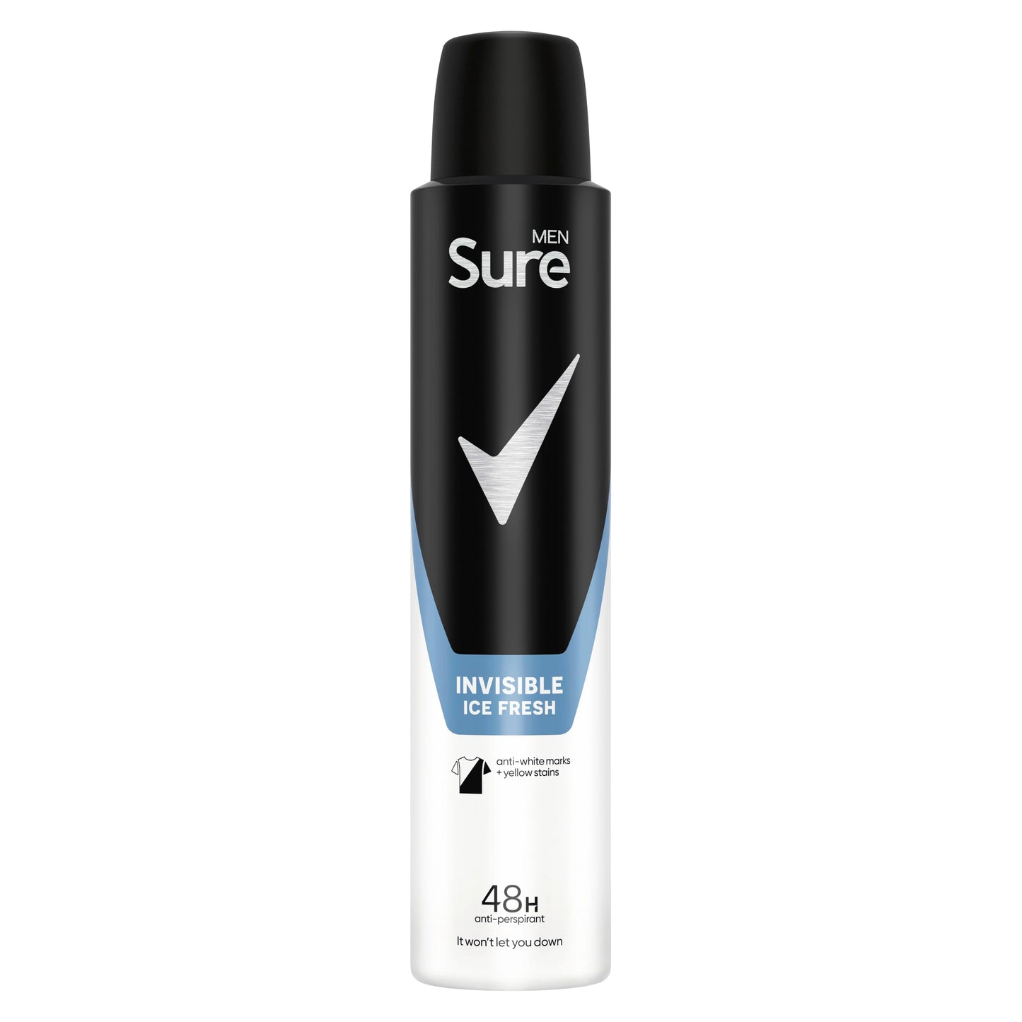 Sure Men Invisible Ice Fresh Anti-Perspirant Aerosol deodorant for men that protects against white marks and yellow stains for 48-hour sweat and odour protection 6x 200ml