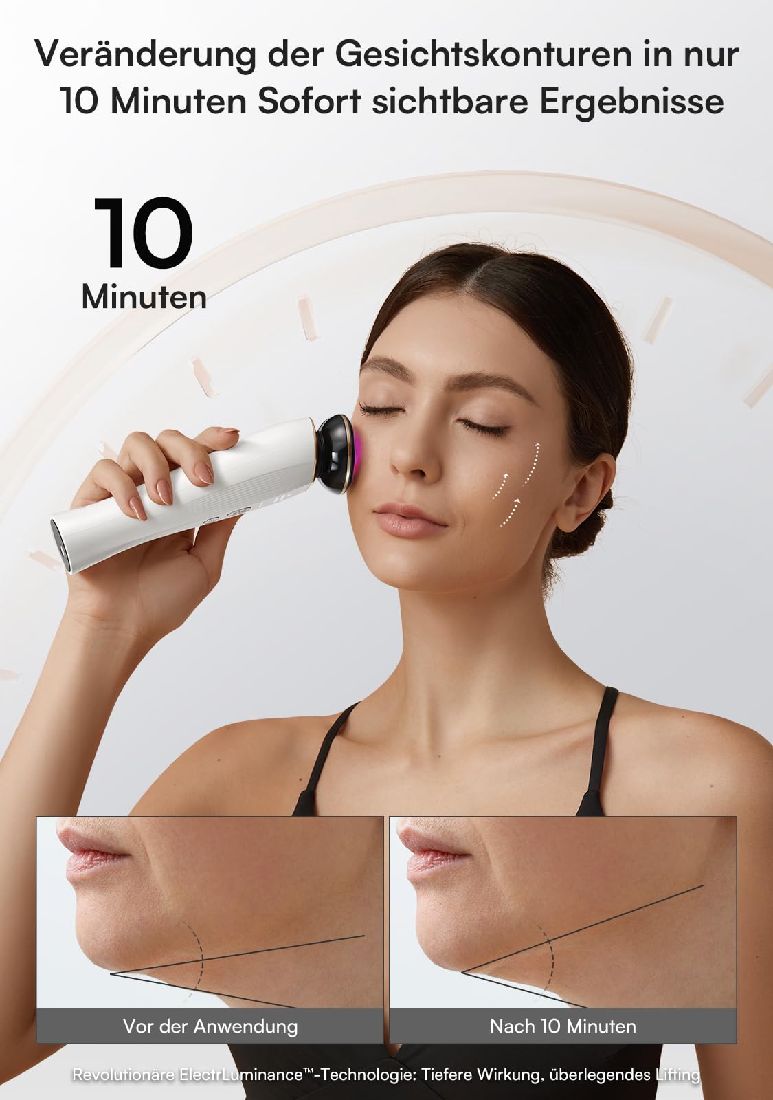 INIA Micro-Current Facial Lift Device 3-in-1 Red Light Therapy for Face and Neck, Skin Tightening and Rejuvenation Device True Beauty Glow Facial Massager, Effective Wrinkle and Puffiness Reduction