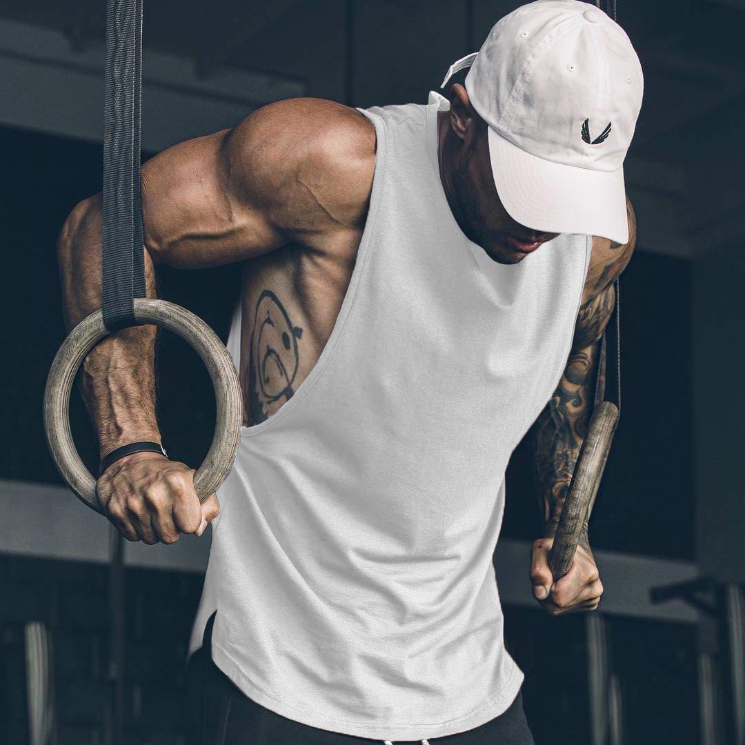 COOFANDY Men's Gym Tank Tops Sports T Shirt Fitness Workout Muscle Sleeveless Vest for Men UK Loose Fit Black White XL