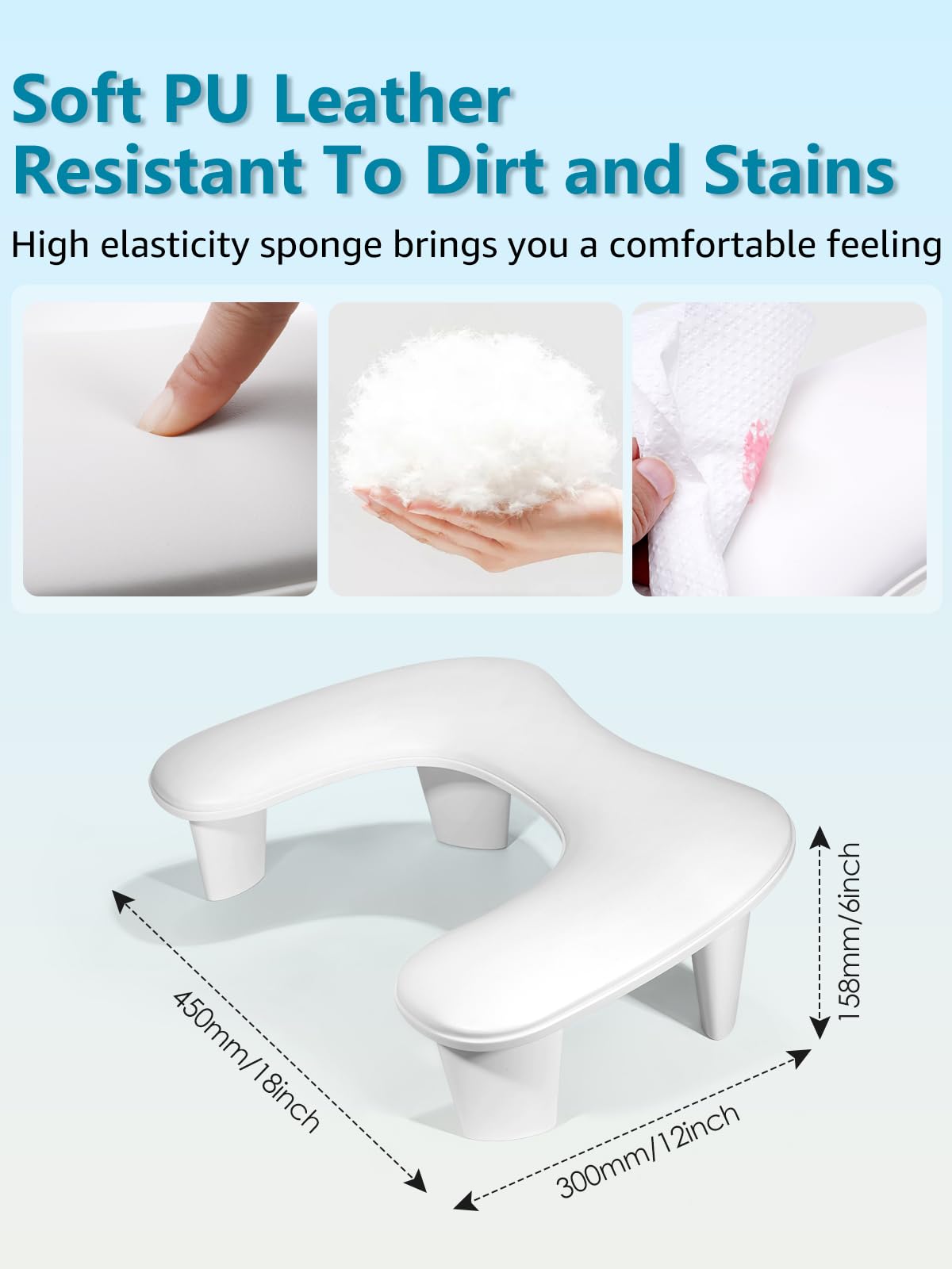 Deciniee Nail Arm Rest Manicure Hand, U-shaped Arm Rest for Nails Nail Art Tools - Hand Rest for Nails for Nail Table Desk - Nail Hand Rest Nail Tech Supplies for Nail Technician Salon - White