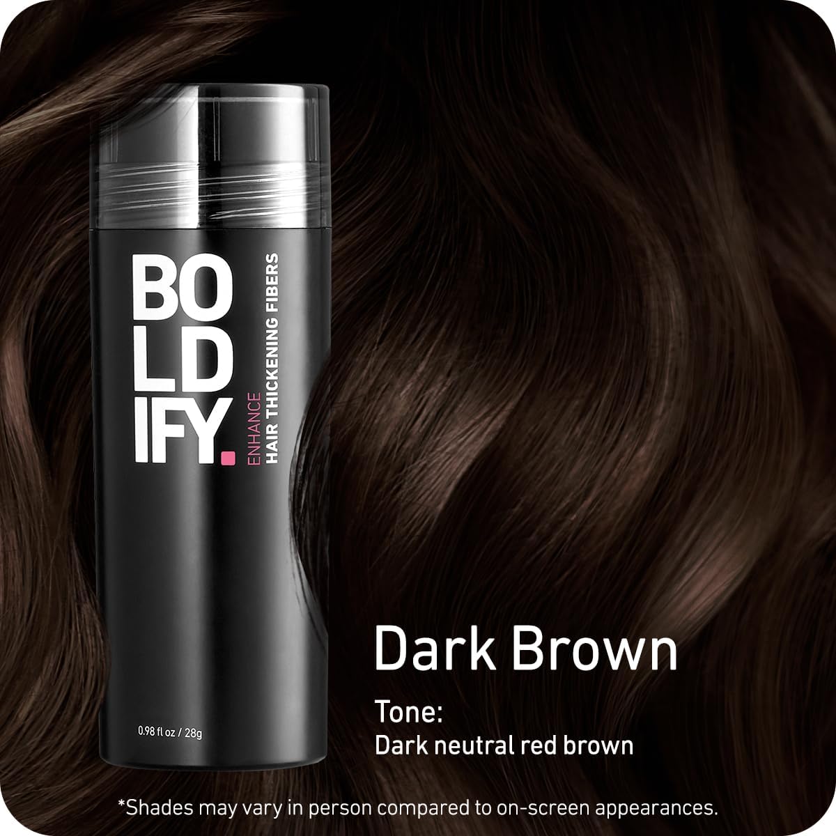 BOLDIFY Hair Fibres (28g) - Fill In Thinning and Fine Hair for an Instantly Fuller, Thicker Look - 14 Shades for Women and Men - Dark Brown