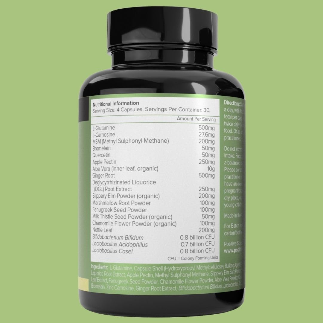 Gut Health Capsules, Superior 4-in-1 Blend of Probiotics, Prebiotics, Digestive Enzymes & Soothing Herbs to Restore Your Gut, 18 Essential Nutrients & Bio Cultures, 120 Capsules, 30 Day Supply, Vegan