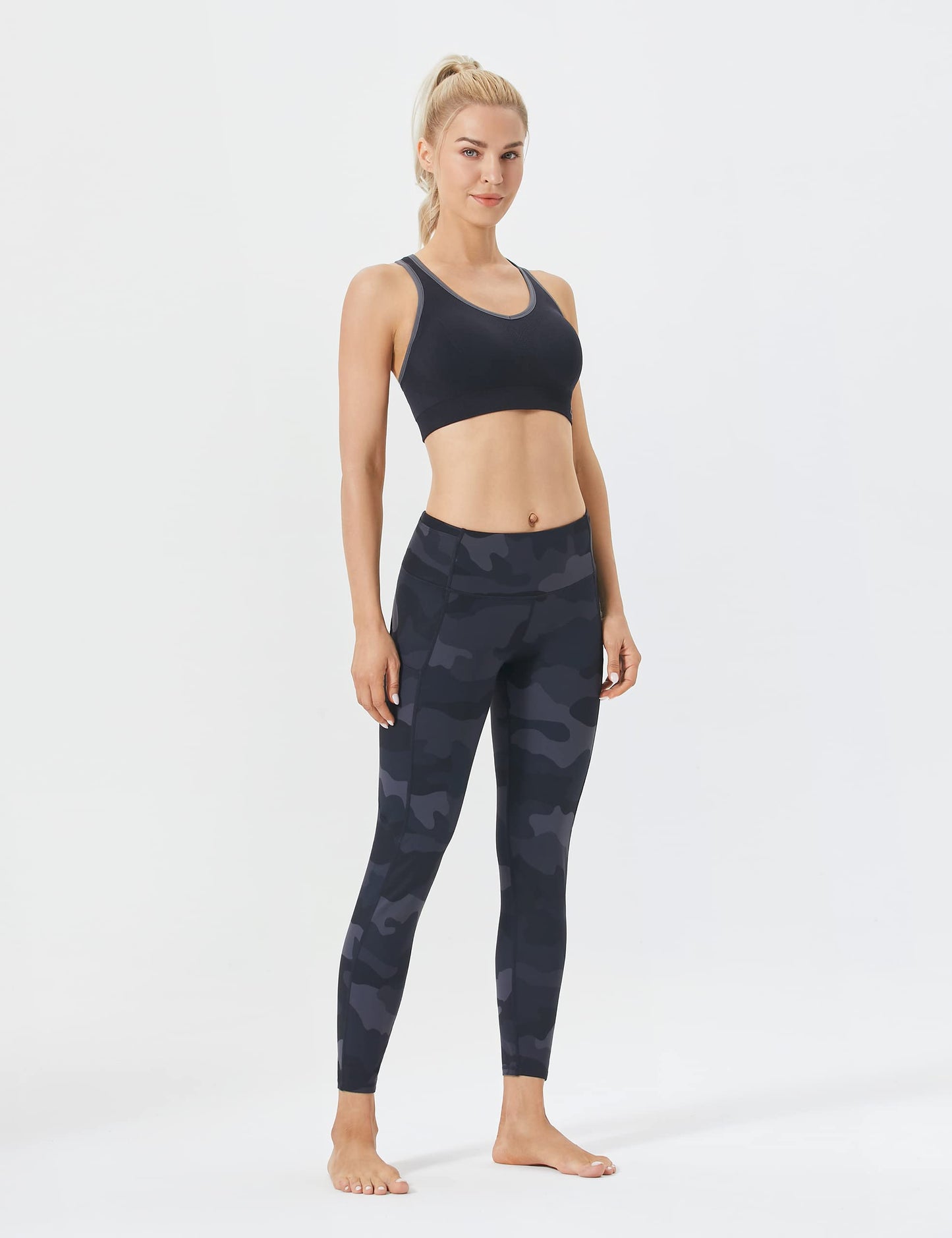 FITTIN Racerback Sports Bra for Women- Padded Seamless Activewear Bras for Yoga Gym Workout Fitness Black