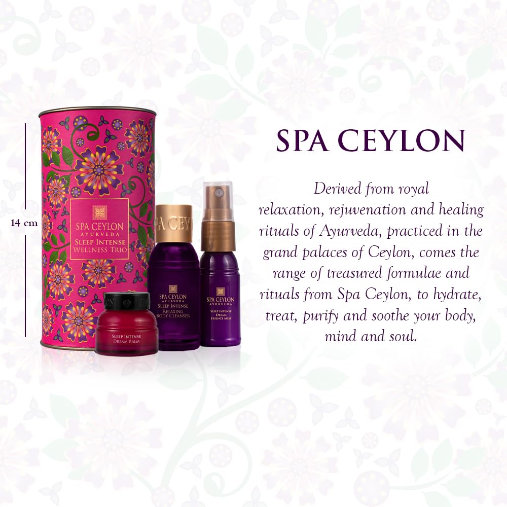 SPA CEYLON Sleep Intense Wellness Trio Set | Intensive Spa Essentials for Deep Rest | Ayurvedic Pampering Kit with Natural Ingredients