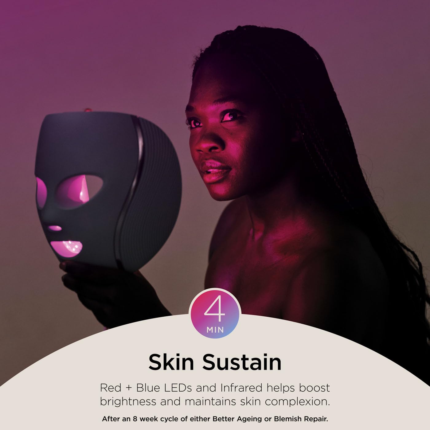 Shark CryoGlow LED Face Mask with Under-Eye Cooling, Anti-Ageing & Blemish Repair, Red & Blue LED, Infrared Light Therapy, USB-C, Remote Control, Storage Bag, Adjustable Straps, Blue Frost FW312UK