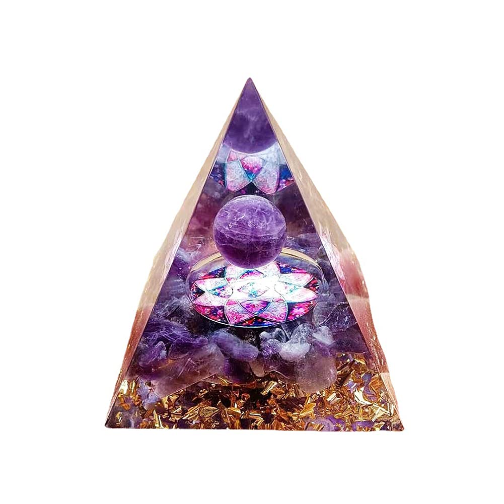 ycyingcheng Pyramid Ogan Crystal Energy Tower Nature Reiki Chakra Crushed Stone, Negative Energy Remover Blessing Home Office Ornaments, Healing Crystal Boost Immune System Meditation, 6cm
