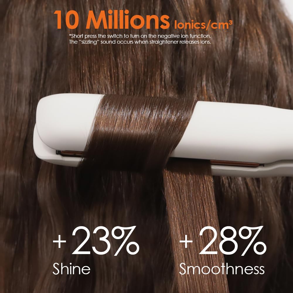 Faszin Hair Straightener, Fast Heating Titanium Flat Iron with Negative Ions to Create Sleek Style, 3D Floating Wide Plate for Both Thick and Thin Hair, Dual Voltage & 11 Levels Adjustable Temp