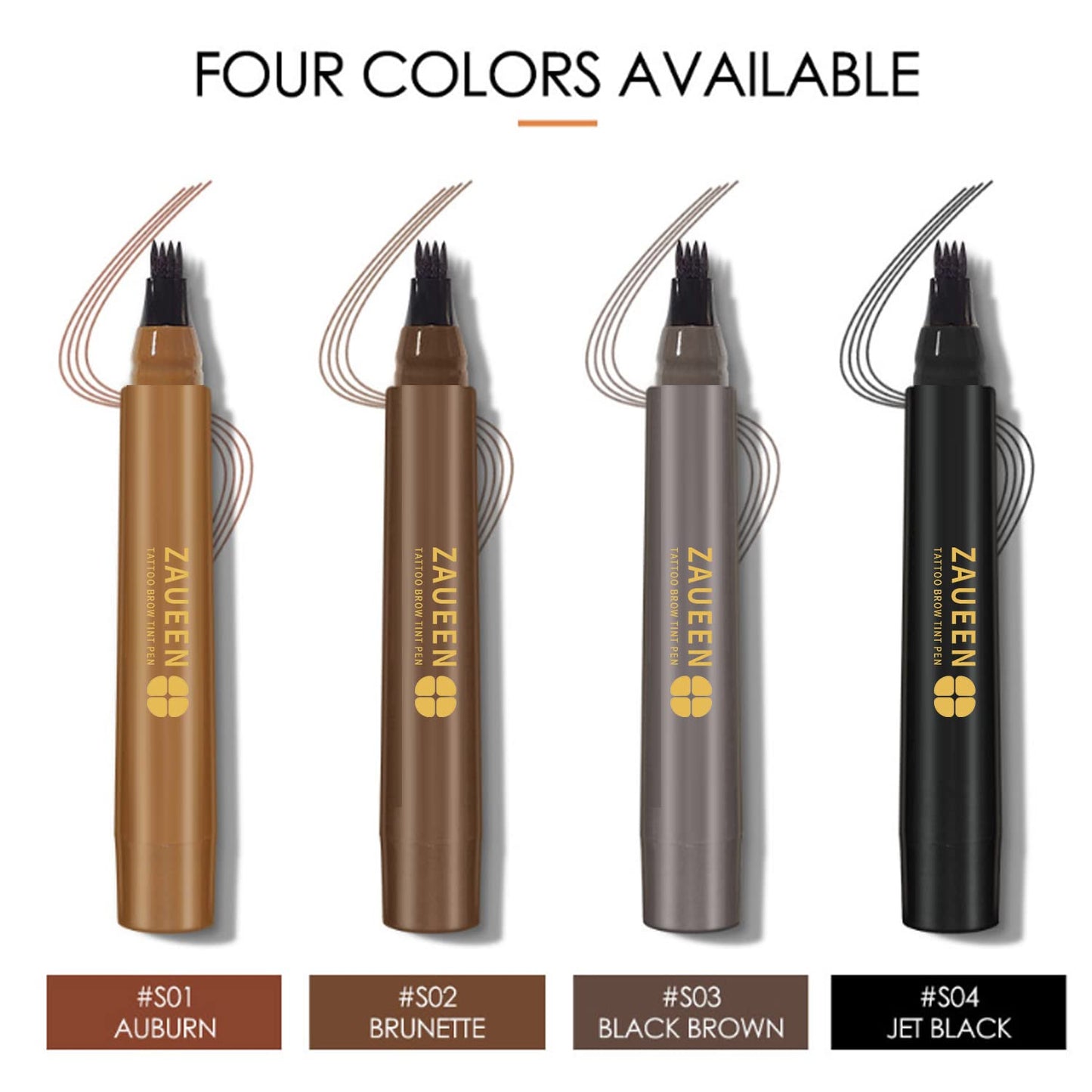 Tattoo Eyebrow Pen with Fork Tip, Microblading Brow Pencil, Waterproof, Long Lasting, Natural Looking, Stays on All Day (Brunette)