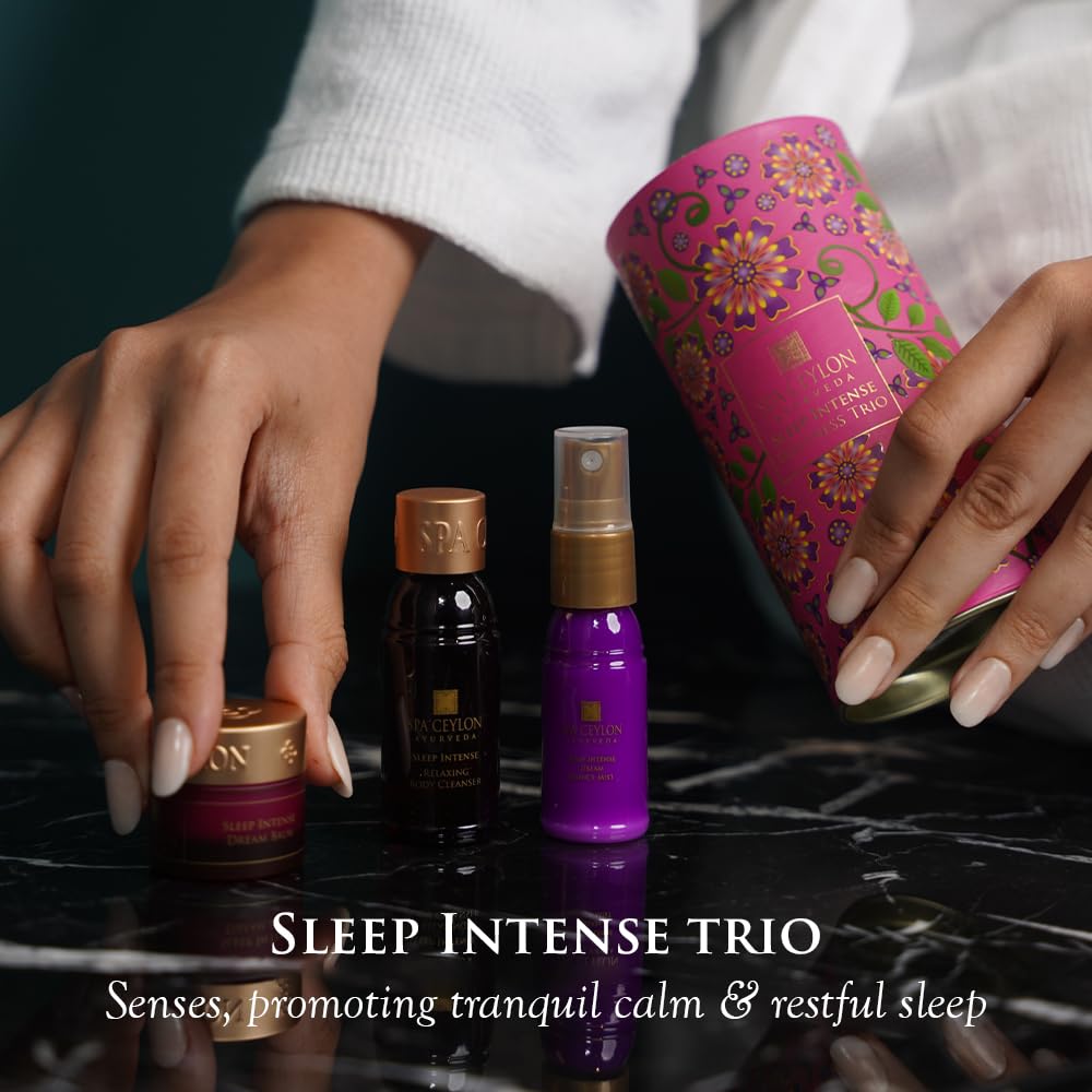 SPA CEYLON Sleep Intense Wellness Trio Set | Intensive Spa Essentials for Deep Rest | Ayurvedic Pampering Kit with Natural Ingredients