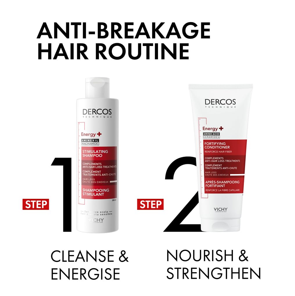 Vichy Dercos Energy+ Anti-Hair Loss Stimulating Shampoo for Damaged Hair, Enriched With Aminexil 200ml