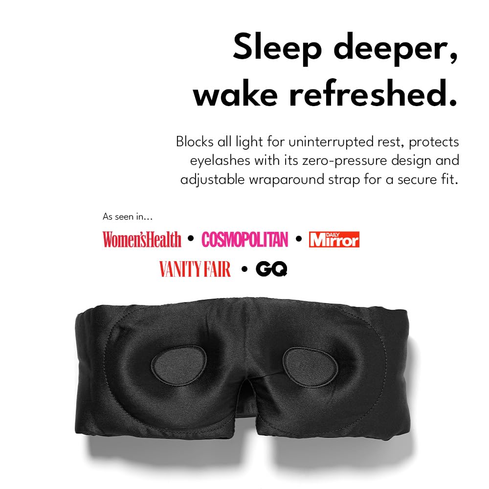 Longevity 100% Mulberry Silk Eye Mask for Sleeping - Bio-Contoured Silk Sleep Mask with Silver Ion Infusion for Skin & Hair - Light Blocking, Hypoallergenic - Luxury Sleep Aids for Women & Men