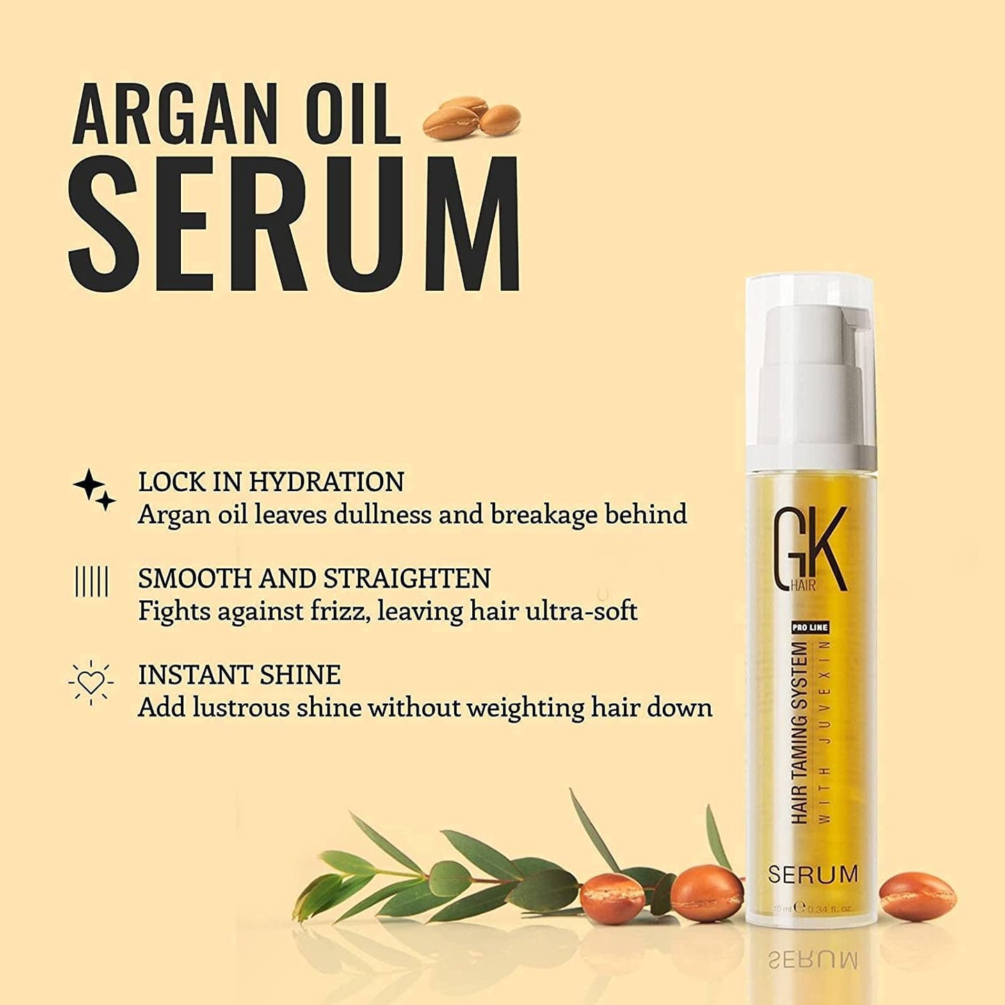 Global Keratin GK Hair Moisturizing Shampoo 300- GK Hair Moisturizing Conditioner (3.4 fl.oz/100ml) -Serum 10ml