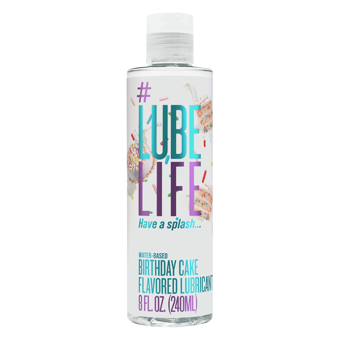 Lube Life Water-Based Birthday Cake Flavored Lubricant, Personal Lube for Men, Women and Couples, Made Without Added Sugar, 240 ml