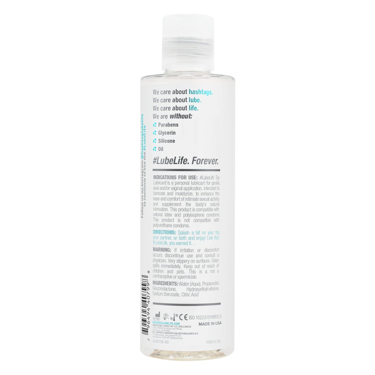 Lube Life Water-Based Toy Lubricant, Toy-Safe lube for Men, Women and Couples, Non-Staining, 240 ml