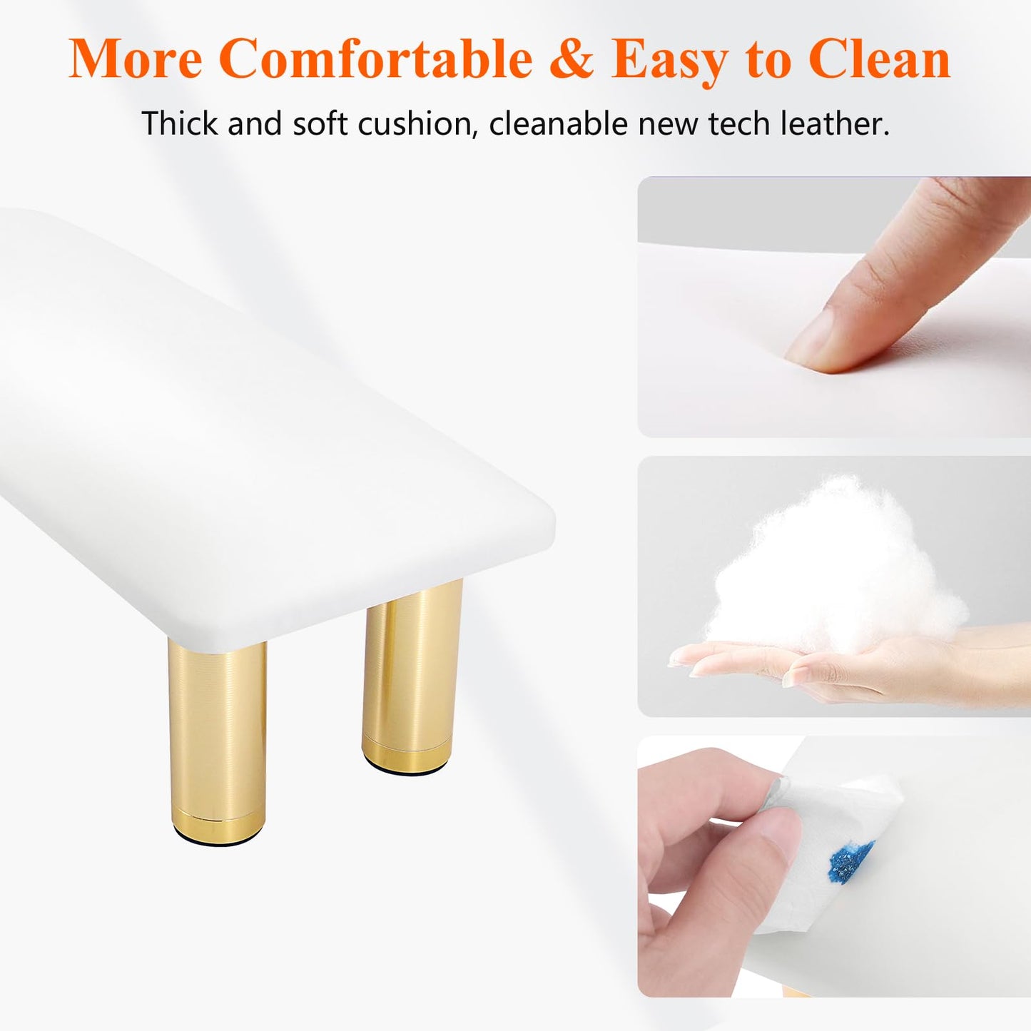 Cleanable Arm Rest for Nails Tech, Adjustable Height, Waterproof Nail Arm Rest White Manicure Hand Rest with Non-Slip Aluminum Alloy Legs, Technology Leather, Nail Polish Can Be Wiped Off, HR601