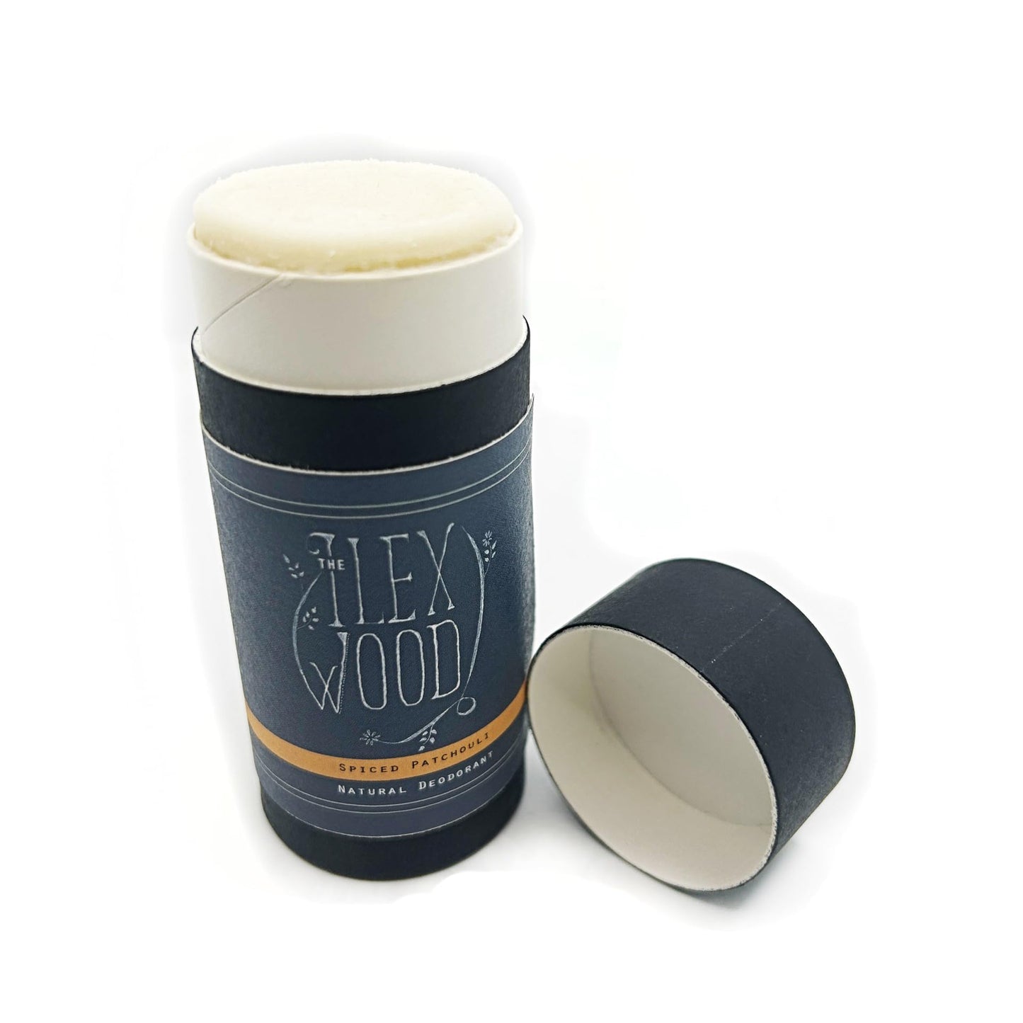The Ilex Wood - Spiced Patchouli Woody Natural Deodorant - 70ml. Natural Deo in Eco Friendly Cardboard Tube, Vegan, no Plastic, no Alcohol, no Toxins, no Aluminium Salts & Cruelty Free for Women & Men