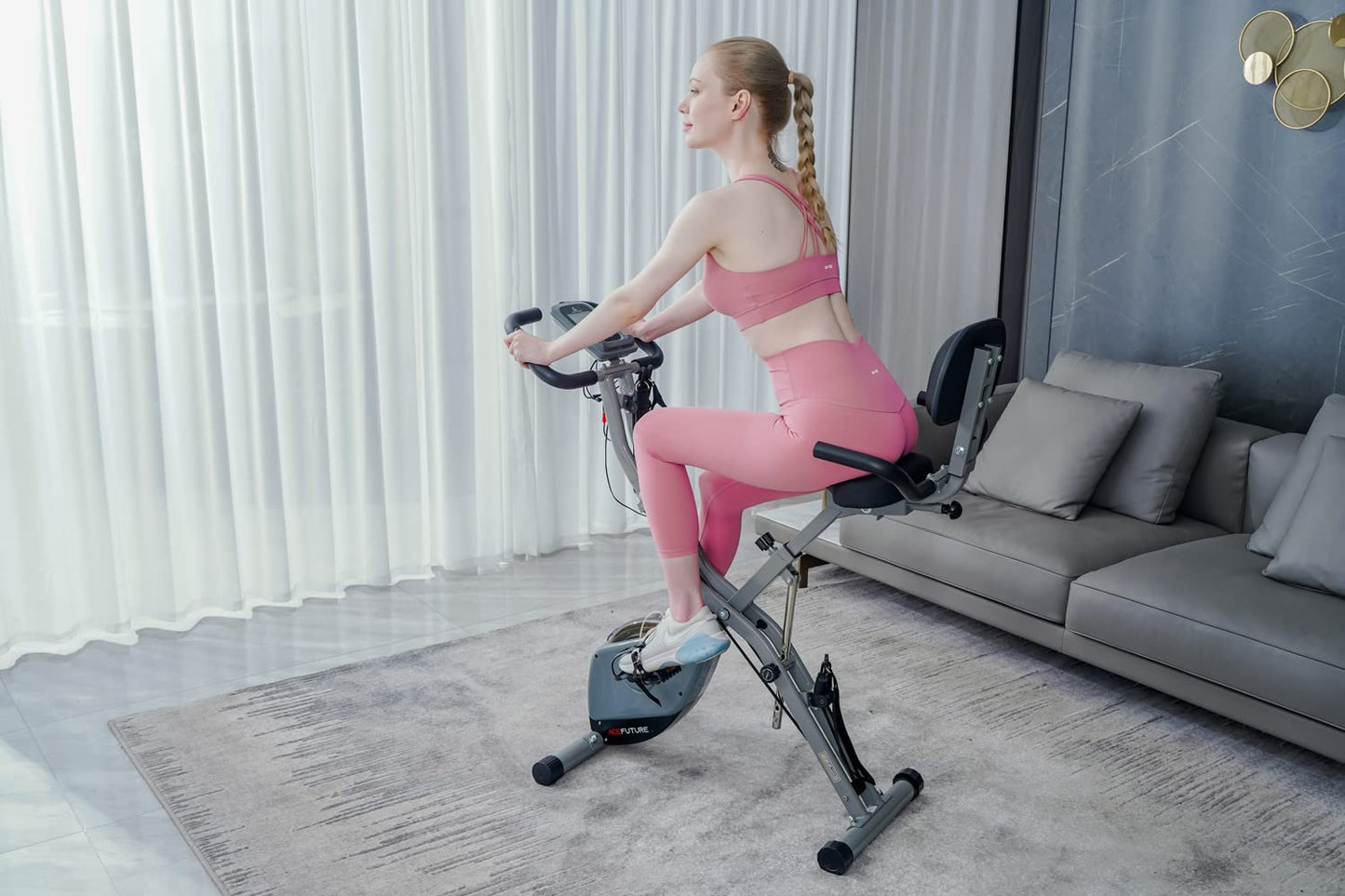 AceFuture 4-IN-1 Exercise Bikes for Home Use, Folding Indoor Stationary Cycling Bike with Arm/Leg Workout Bands,16 Levels Magnetic Resistance Fitness Bicycle with Hand Pulse and Phone/Tablet Holder