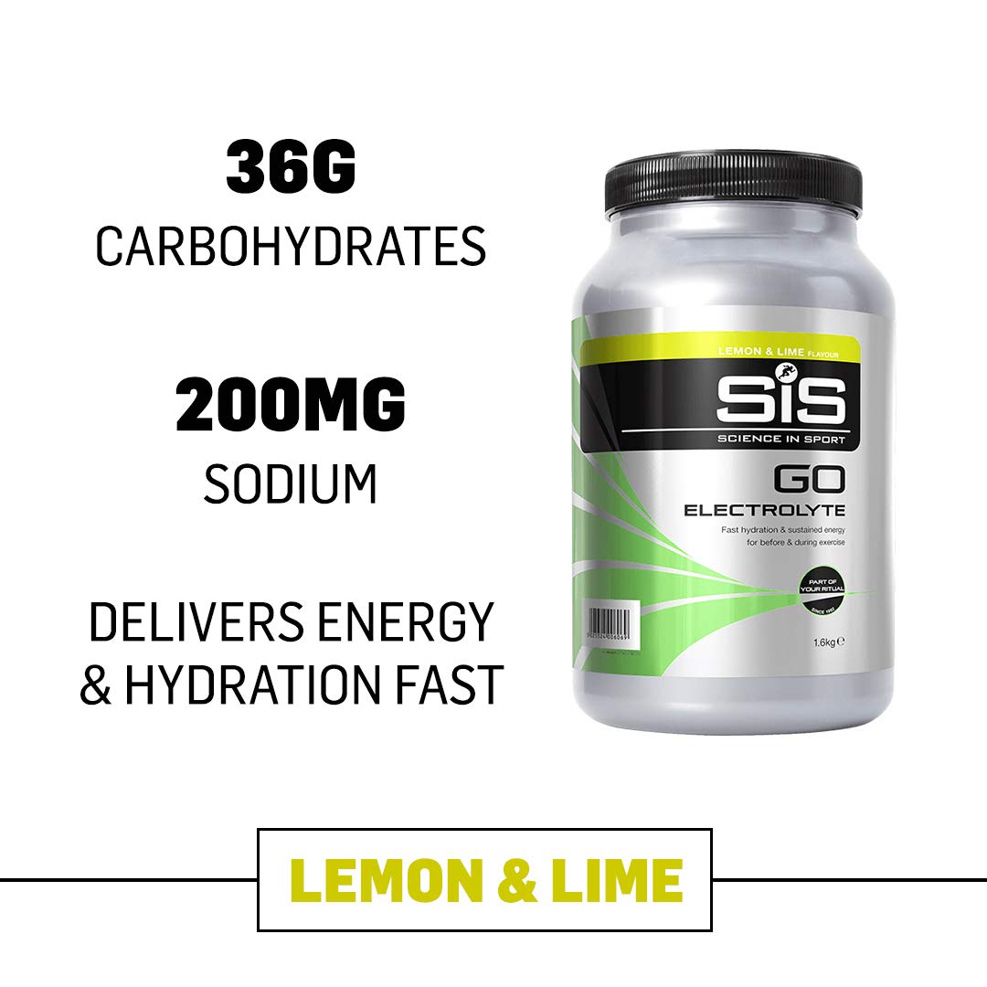 Science In Sport GO Electrolyte Powder Energy Drinks, High Carbohydrates and Sodium, Lemon and Lime Flavour, 32 Servings Per 1.6kg