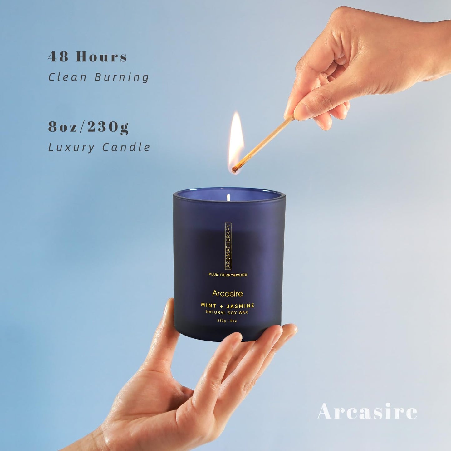 Arcasire Scented Candles Gifts for Women & Men, Mint & Jasmine Scented, 8oz Hand-Poured Natural Soy Wax, 48H Long-Burning, Luxury Candle Gift for Birthday, Wedding, Home, Spa, Yoga