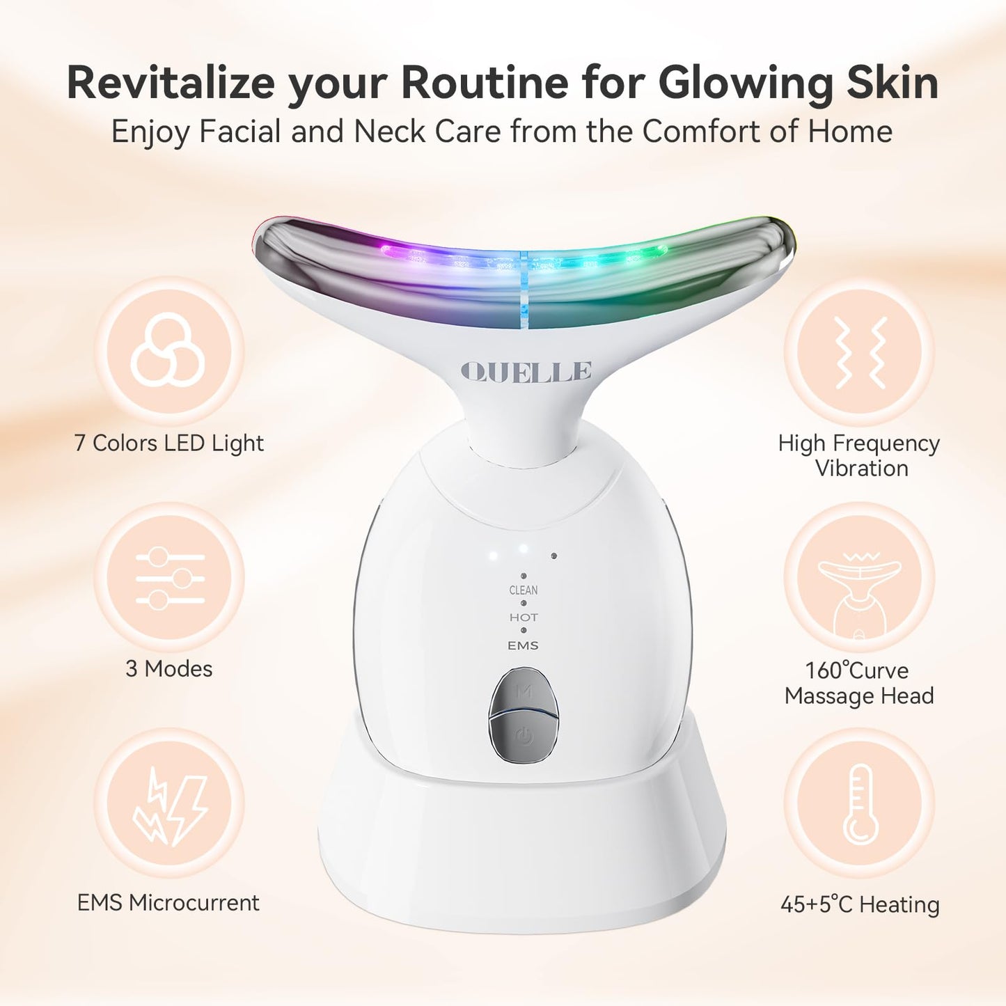 QUELLE 7-Color Face & Neck Massager – Anti-Aging Device (AM-816)